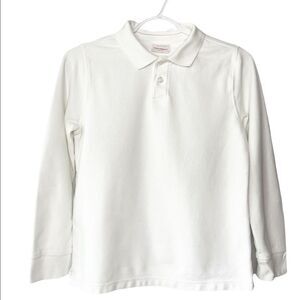 Hanna Andersson Boys White Long Sleeve Polo Shirt